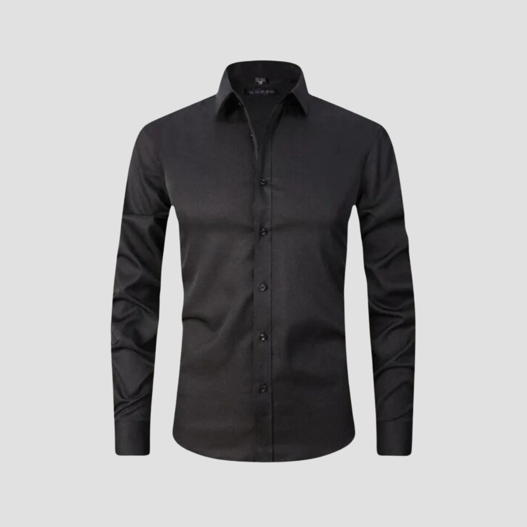 Elegancka męska koszula slim fit, nowoczesny styl, widok z przodu, dopasowany krój, klasyczny kołnierz, miękki materiał, bordowy kolor, wyraźne linie