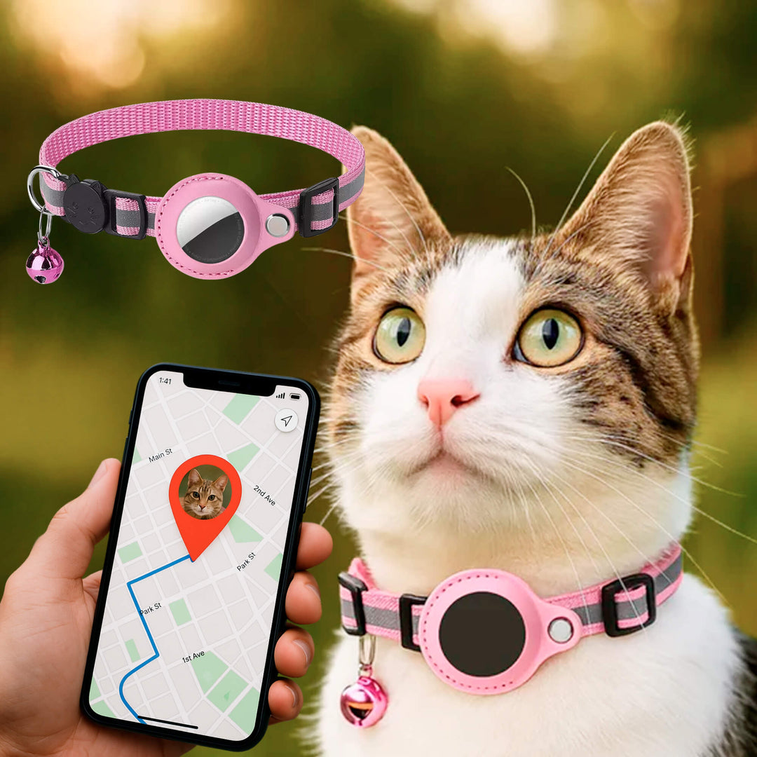 Obroża GPS dla kota, nylonowa, odblaskowa, z szybkim zapięciem, wygodna, zapewniająca optymalną widoczność w nocy i bezpieczne przygody.
