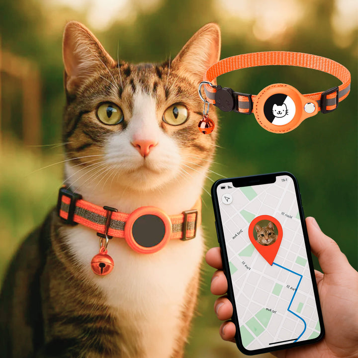 Obroża GPS dla kota, nylonowa, odblaskowa, z szybkim zapięciem, wygodna, zapewniająca optymalną widoczność w nocy i bezpieczne przygody.