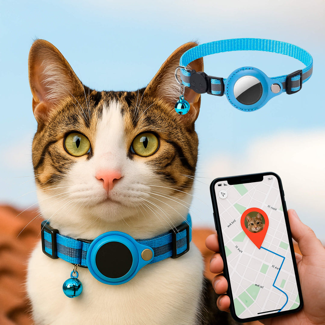 Obroża GPS dla kota, nylonowa, odblaskowa, z szybkim zapięciem, wygodna, zapewniająca optymalną widoczność w nocy i bezpieczne przygody.