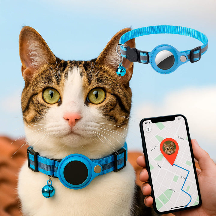 Obroża GPS dla kota, nylonowa, odblaskowa, z szybkim zapięciem, wygodna, zapewniająca optymalną widoczność w nocy i bezpieczne przygody.
