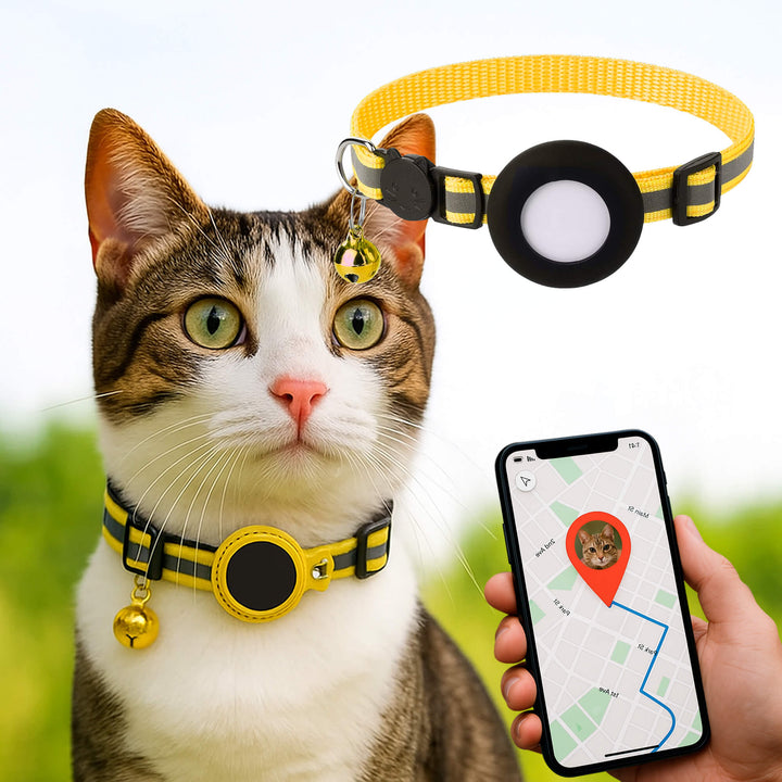 Obroża GPS dla kota, nylonowa, odblaskowa, z szybkim zapięciem, wygodna, zapewniająca optymalną widoczność w nocy i bezpieczne przygody.