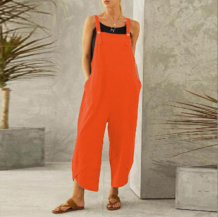 Luźny kombinezon boho dla kobiet, lekki materiał, regulowane ramiączka, idealny dla swobodnego, szykownego wyglądu.