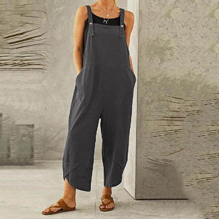 Luźny kombinezon boho dla kobiet, lekki materiał, regulowane ramiączka, idealny dla swobodnego, szykownego wyglądu.