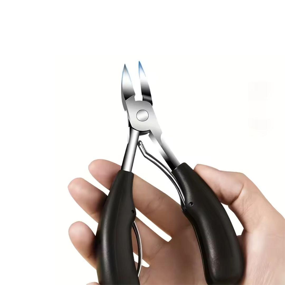 Precyzyjne cążki do wrastających paznokci, cienka zakrzywiona główka, ergonomiczny design, trwały materiał, akcesorium do pielęgnacji
