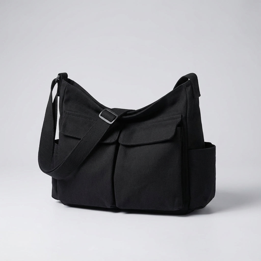 Unisexowa płócienna torba listonoszka na ramię. Duża pojemność, wygodna torba crossbody na codzień.