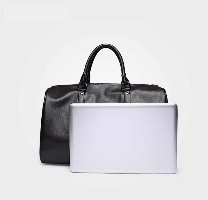 Torba podróżna unisex ze skóry PU, czarna. Duży, elegancki bagaż podręczny na podróże służbowe.