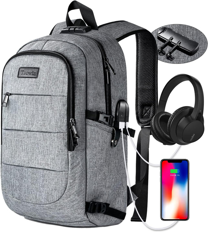 Plecak podróżny czarny, antykradzieżowy, z USB. Na laptopa, z wygodnym dostępem.