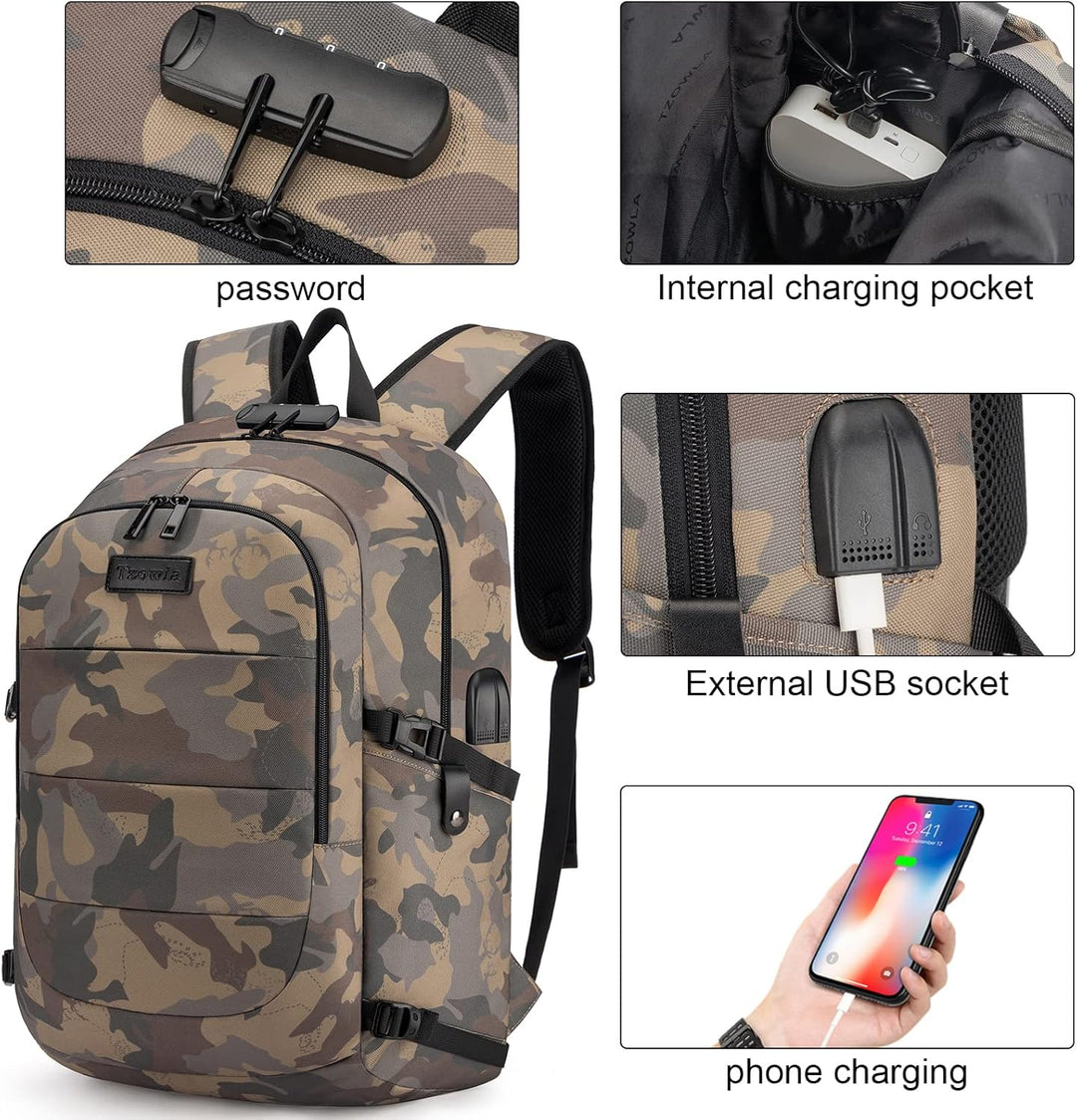 Plecak podróżny czarny, antykradzieżowy, z USB. Na laptopa, z komfortowym tyłem.