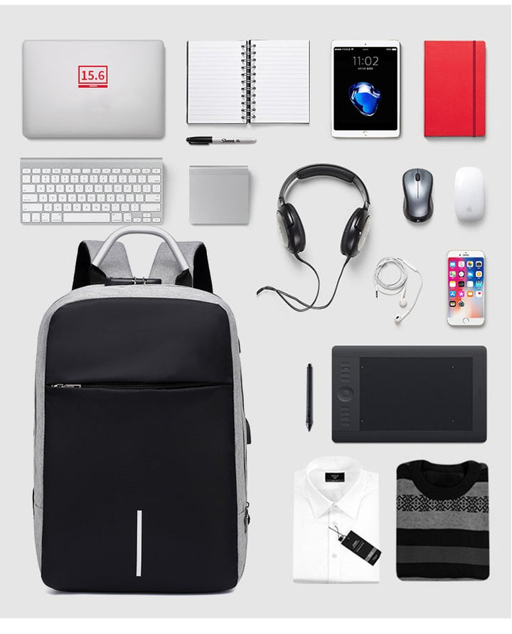 Bezpieczny plecak antykradzieżowy z ukrytymi zamkami i portem USB. Ochrona rzeczy w mieście i podróży.