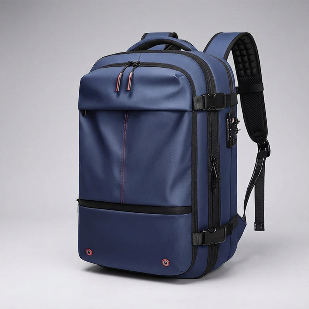 Stylowy, wodoodporny plecak unisex TravelCompress, idealny na miejskie podróże i do pracy z laptopem.