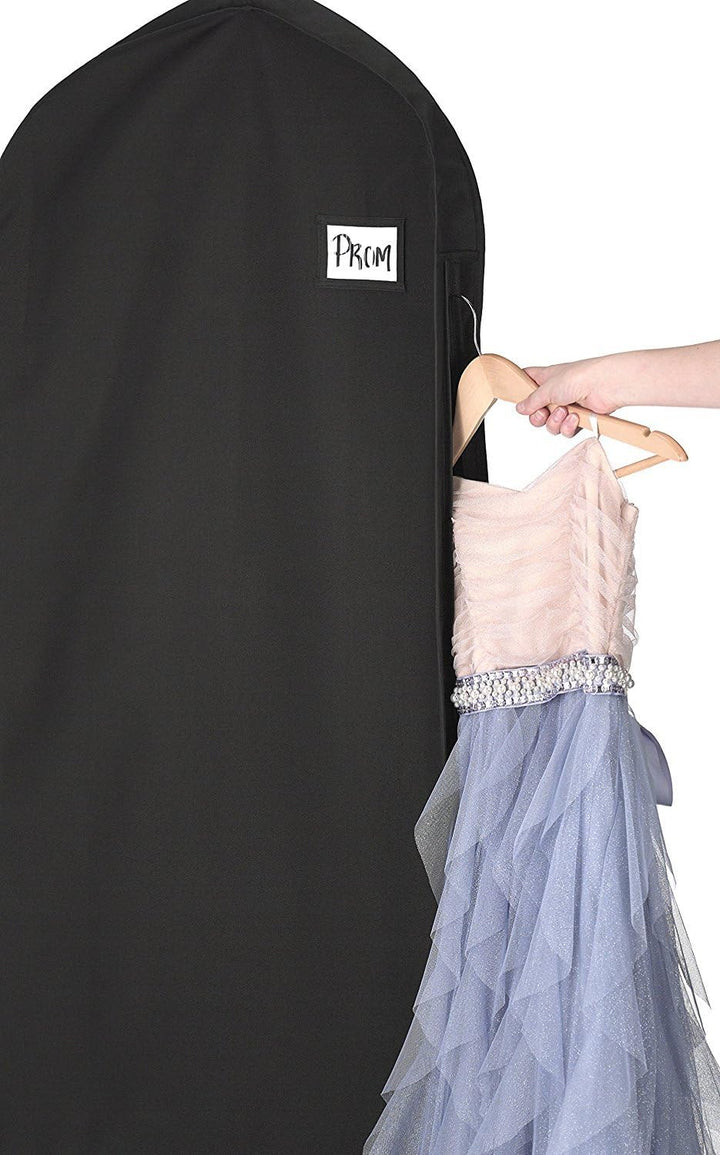 Pokrowiec na garnitur i sukienkę, czarny, z materiału hydrofobowego. Organizer na akcesoria.