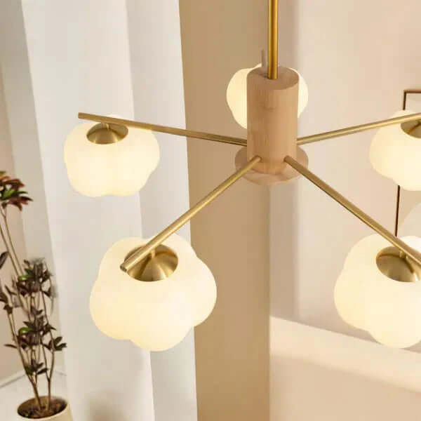 Nowoczesna Lampa Salonowa - Drewno i Bawełna