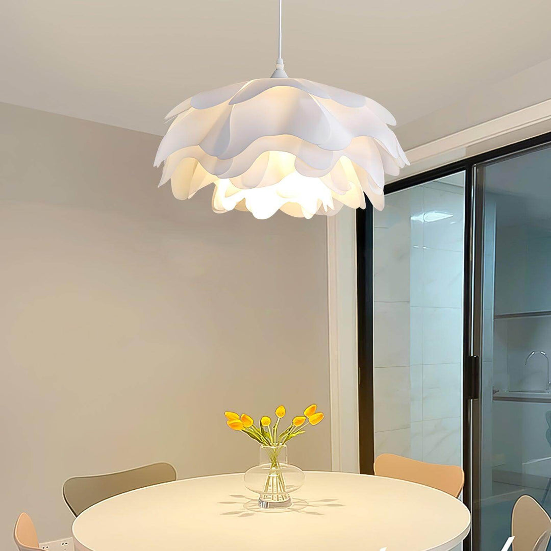 Lampa wisząca kwiatowa, biała, jadalnia