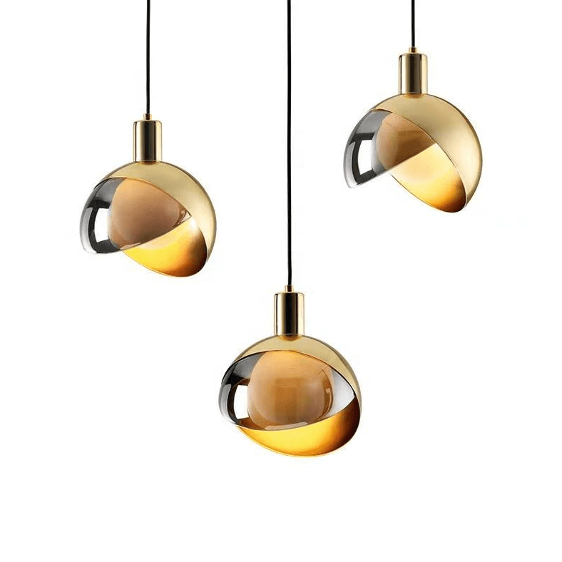 Nowoczesna Złota Lampa Wisząca Szklana
