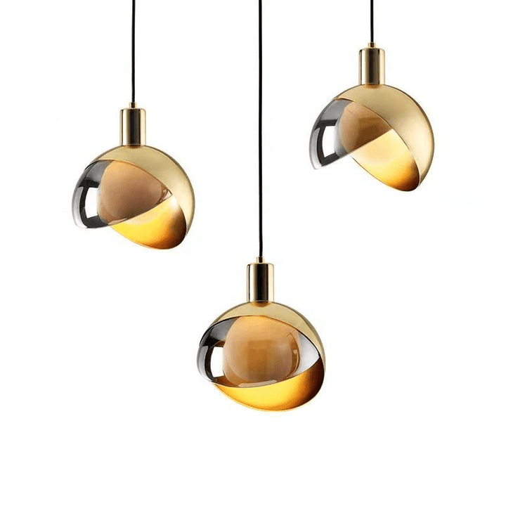 Nowoczesna Złota Lampa Wisząca Szklana