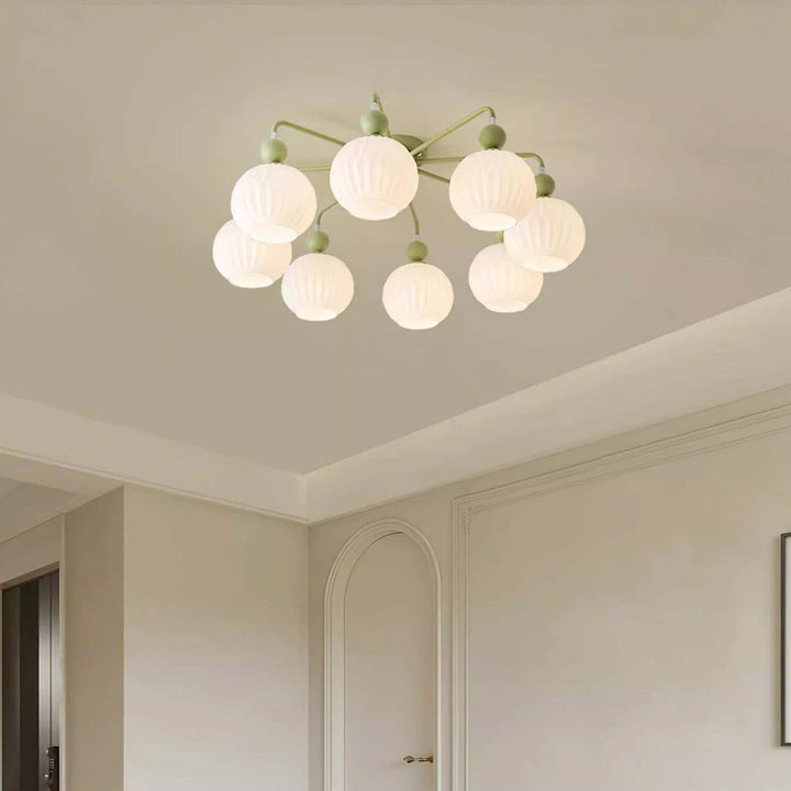 Nowoczesna lampa sufitowa Rylee, zielony wariant 4-głowicowy