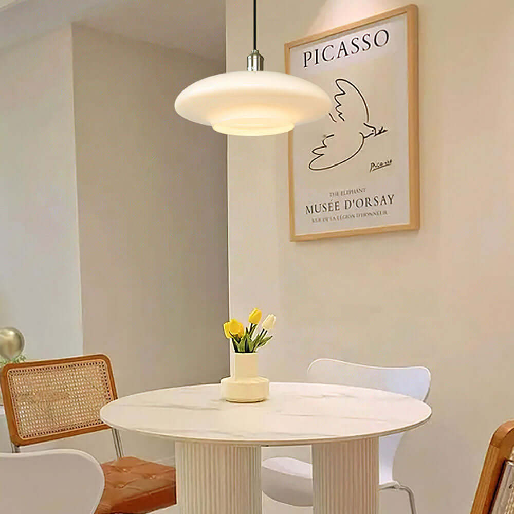 Nowoczesna Biała Szklana Lampa Wisząca