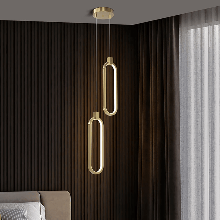 Złota Lampa Wisząca Podwójny Okrąg Nowoczesny Design