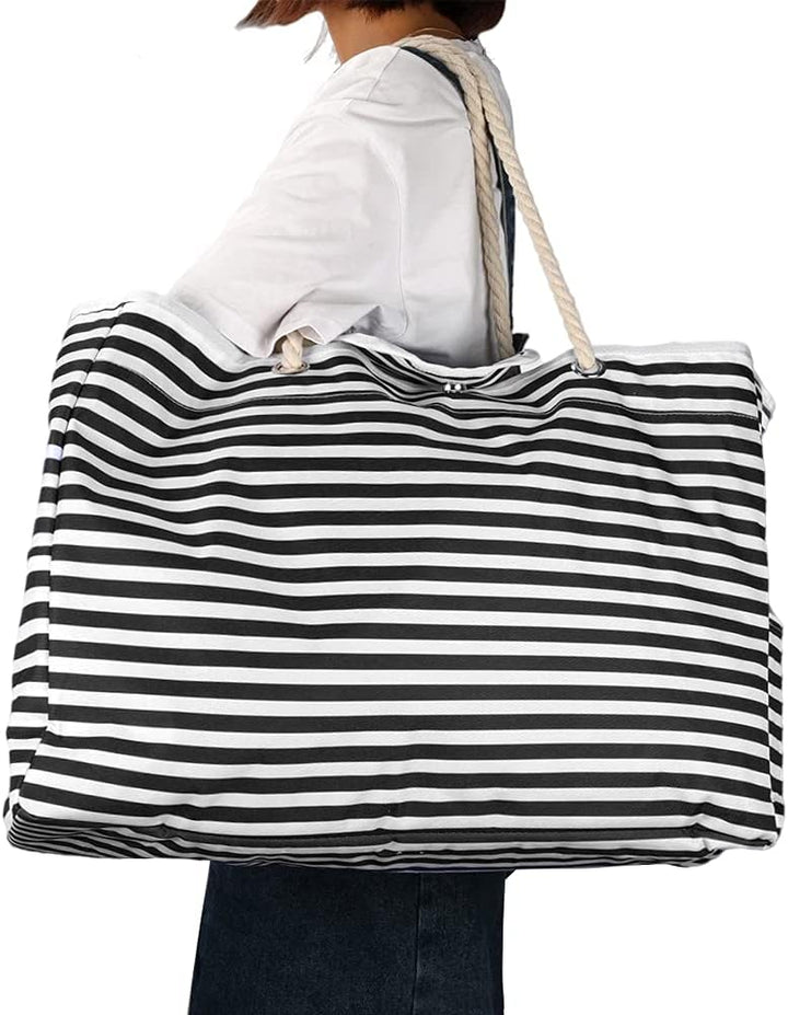 Damska torba plażowa XXL CoastCarry, wodoodporna, z dodatkową saszetką. Idealna na lato, basen i podróże.