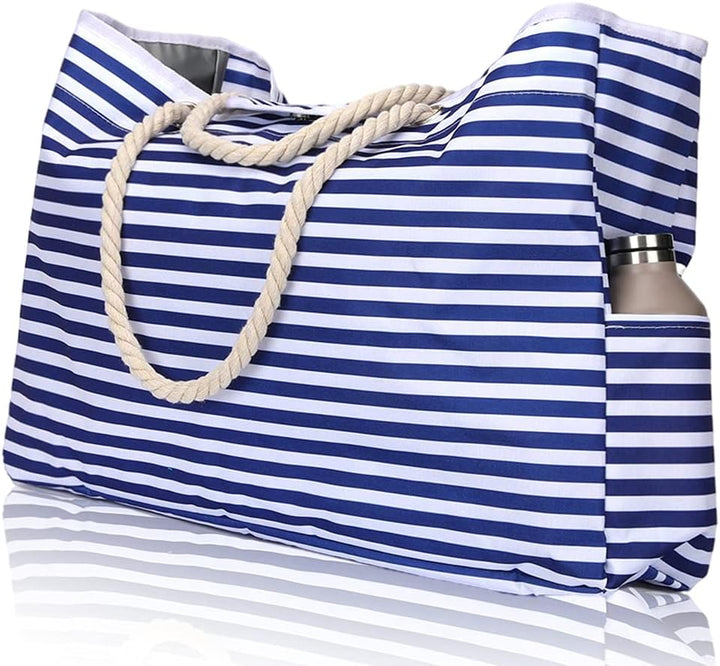 Duża wodoodporna torba plażowa CoastCarry XXL z pojemną komorą i saszetką. Damska, idealna na plażę i podróże.