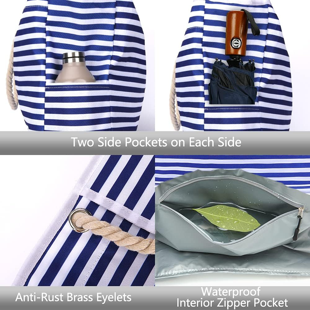 Torba plażowa CoastCarry XXL, wodoodporna, z saszetką. Duża pojemność, na ramię, idealna na lato, plażę i podróże.