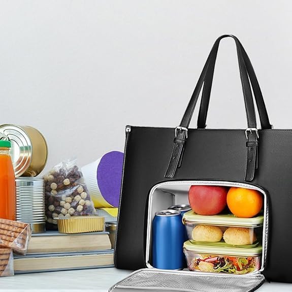 Damska torba termiczna na lunch z przegrodą na laptopa, idealna do pracy i podróży, modna i pojemna.