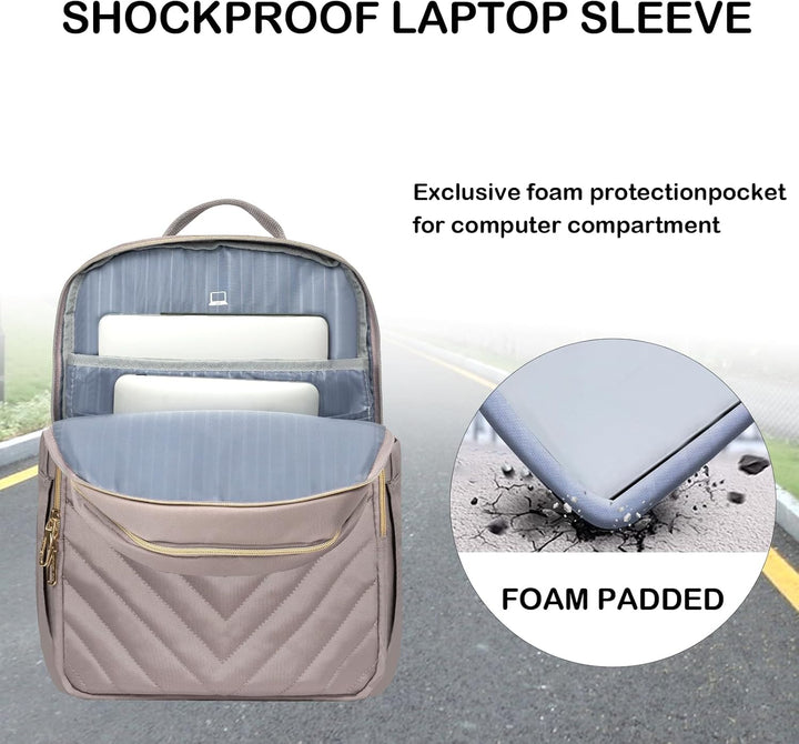 Elegancki i lekki plecak damski na laptopa 15.6" z USB. Wodoodporny, idealny do pracy, podróży i szkoły.