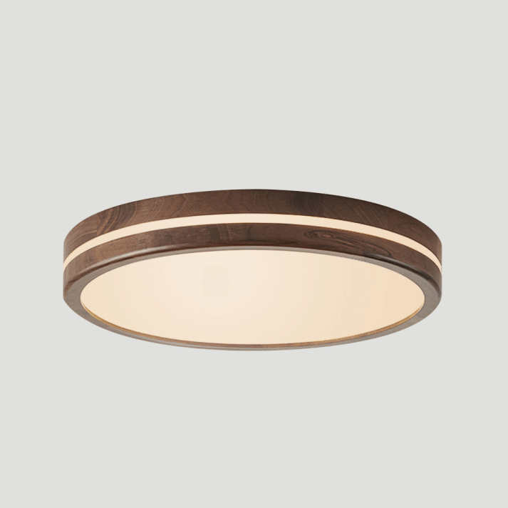 Okrągła Lampa Sufitowa Drewniana - Minimalistyczne Oświetlenie LED