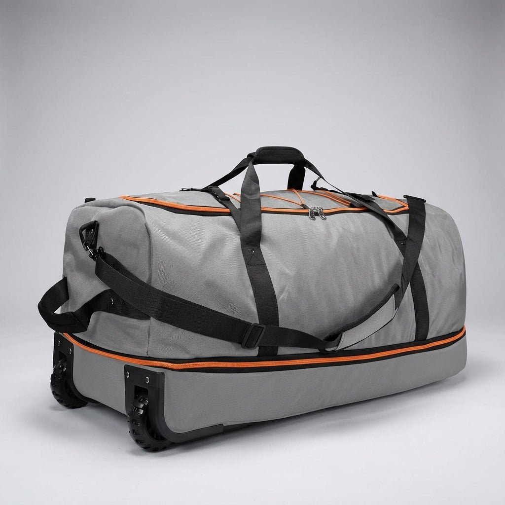 Solidna torba podróżna Volumaxer na kółkach, przenośny bagaż typu duffel bag.
