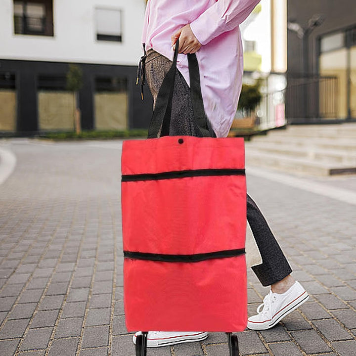 Pojemna torba na zakupy Veytra z kółkami, składana, oferta 1+1 gratis.