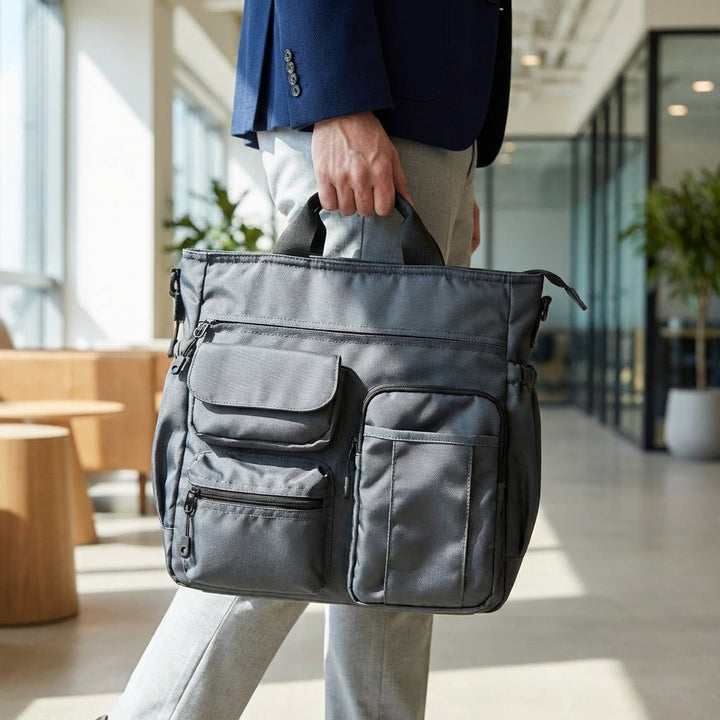 Elegancka męska aktówka biznesowa Worklinq z paskiem na ramię, idealna do pracy i biura.