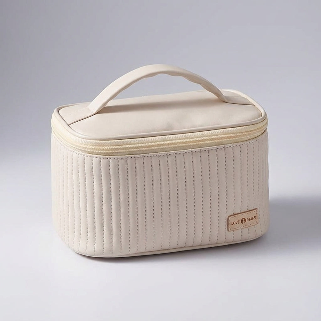 Pikowana kosmetyczka damska NeatCase, elegancka torba z organizerem na kosmetyki w podróży.