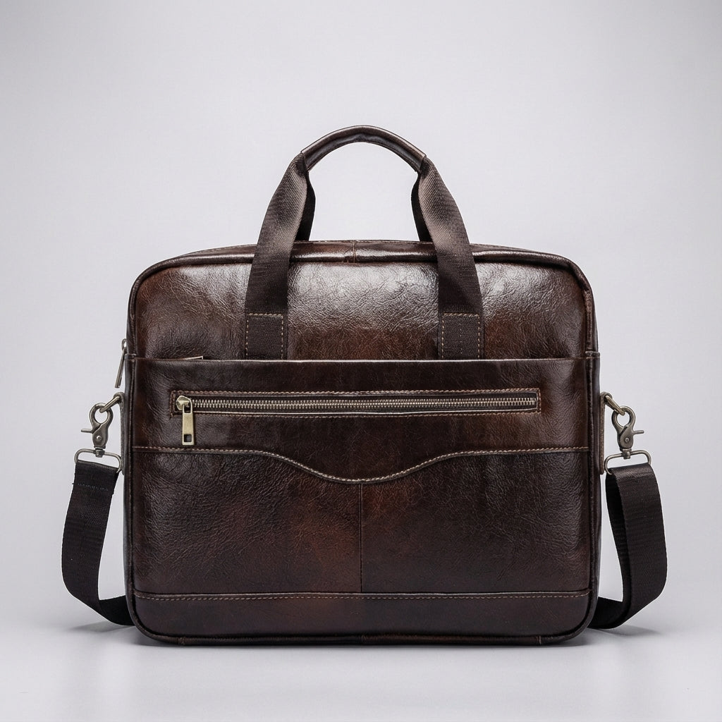 Navaroox - męska aktówka biznesowa ze skóry naturalnej. Elegancka torba na laptopa 15 cali do pracy i na spotkania.