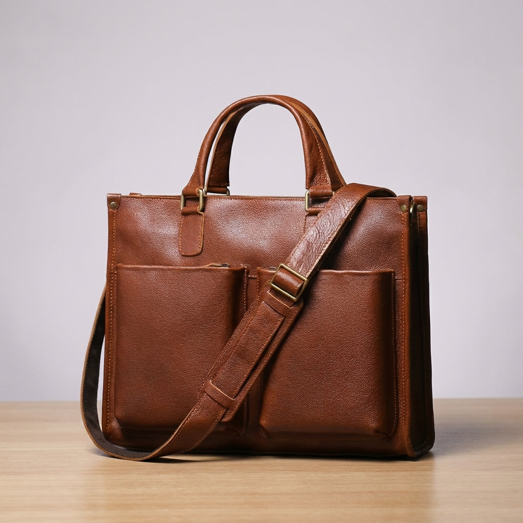 Praktyczna teczka biznesowa damska/męska Leatheron. Torba na laptopa, idealna na spotkania i podróże służbowe.