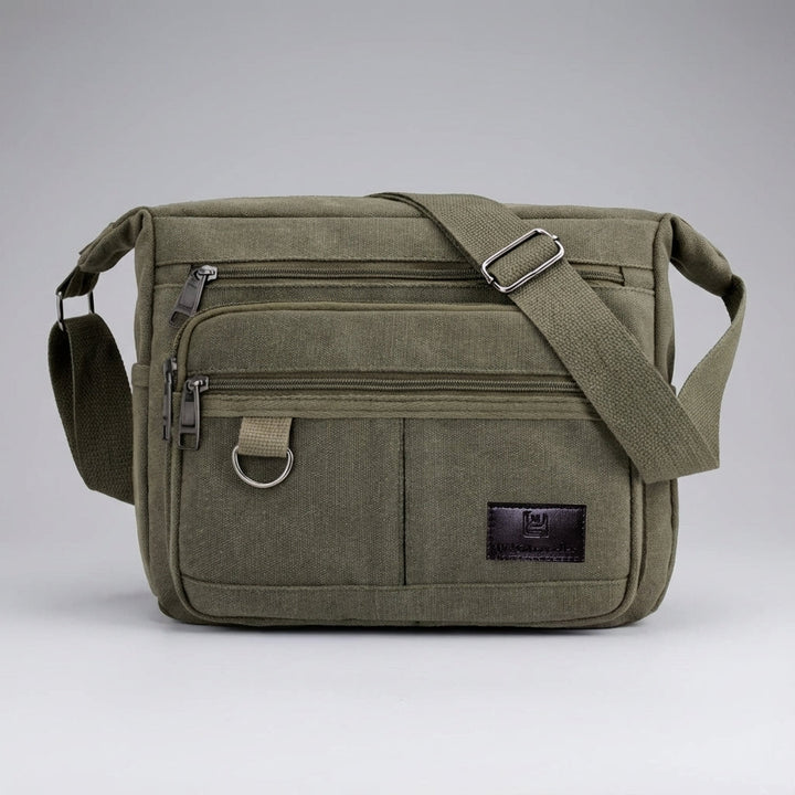 Torba listonoszka RFID z tkaniny canvas, zabezpieczająca dane. Uniwersalna, wygodna do codziennego użytku.