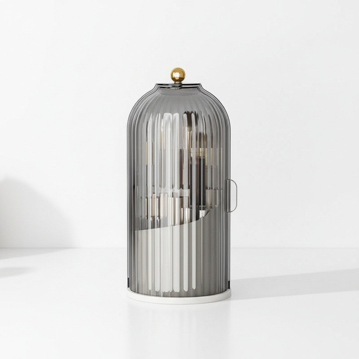 Organizer BrushLuxe: obrotowe przechowywanie pędzli do makijażu i kosmetyków. Elegancki, minimalistyczny design.