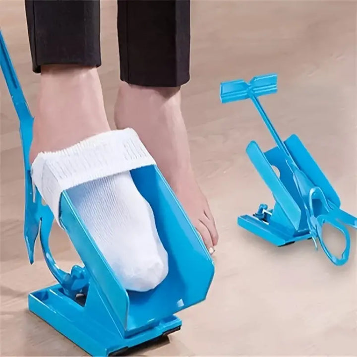 Ergonomiczny i trwały przyrząd do zakładania skarpet, wydłużony uchwyt, wytrzymały plastik. Ułatwia zakładanie wszystkich skarpet.