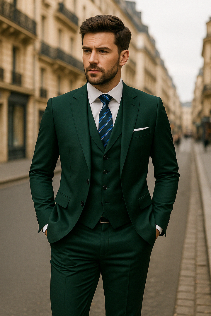 Męski 3-częściowy garnitur formalny, elegancki ciemnoszary, marynarka, kamizelka i spodnie na formalne okazje