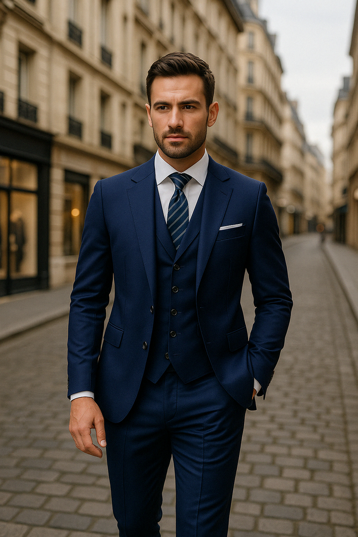 Męski 3-częściowy garnitur formalny, elegancki ciemnoszary, marynarka, kamizelka i spodnie na formalne okazje