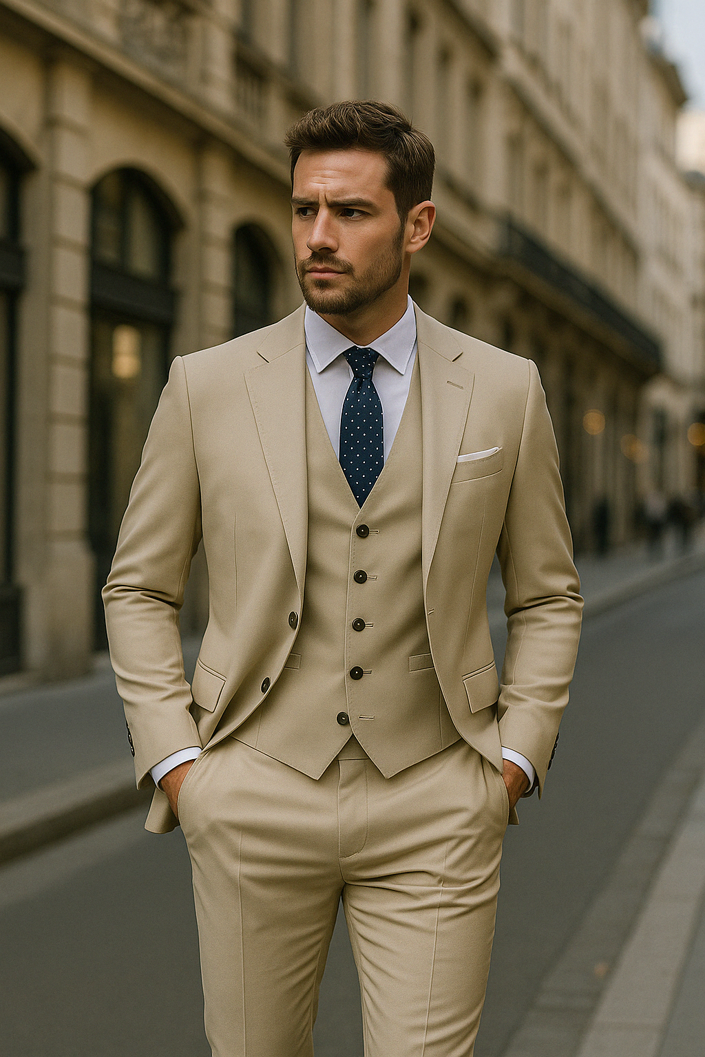 Męski 3-częściowy garnitur formalny, elegancki ciemnoszary, marynarka, kamizelka i spodnie na formalne okazje