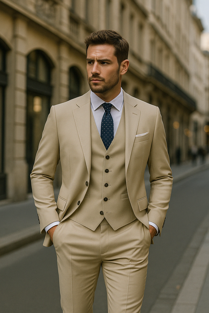 Męski 3-częściowy garnitur formalny, elegancki ciemnoszary, marynarka, kamizelka i spodnie na formalne okazje