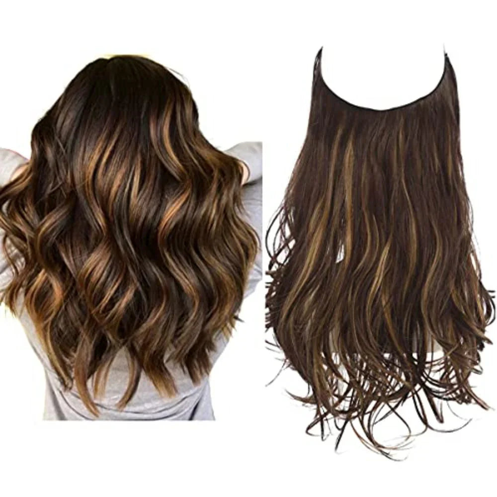 "Extensions capillaires invisibles, volumineuses, look naturel, fibres de haute qualité, accessoires pour femme."
