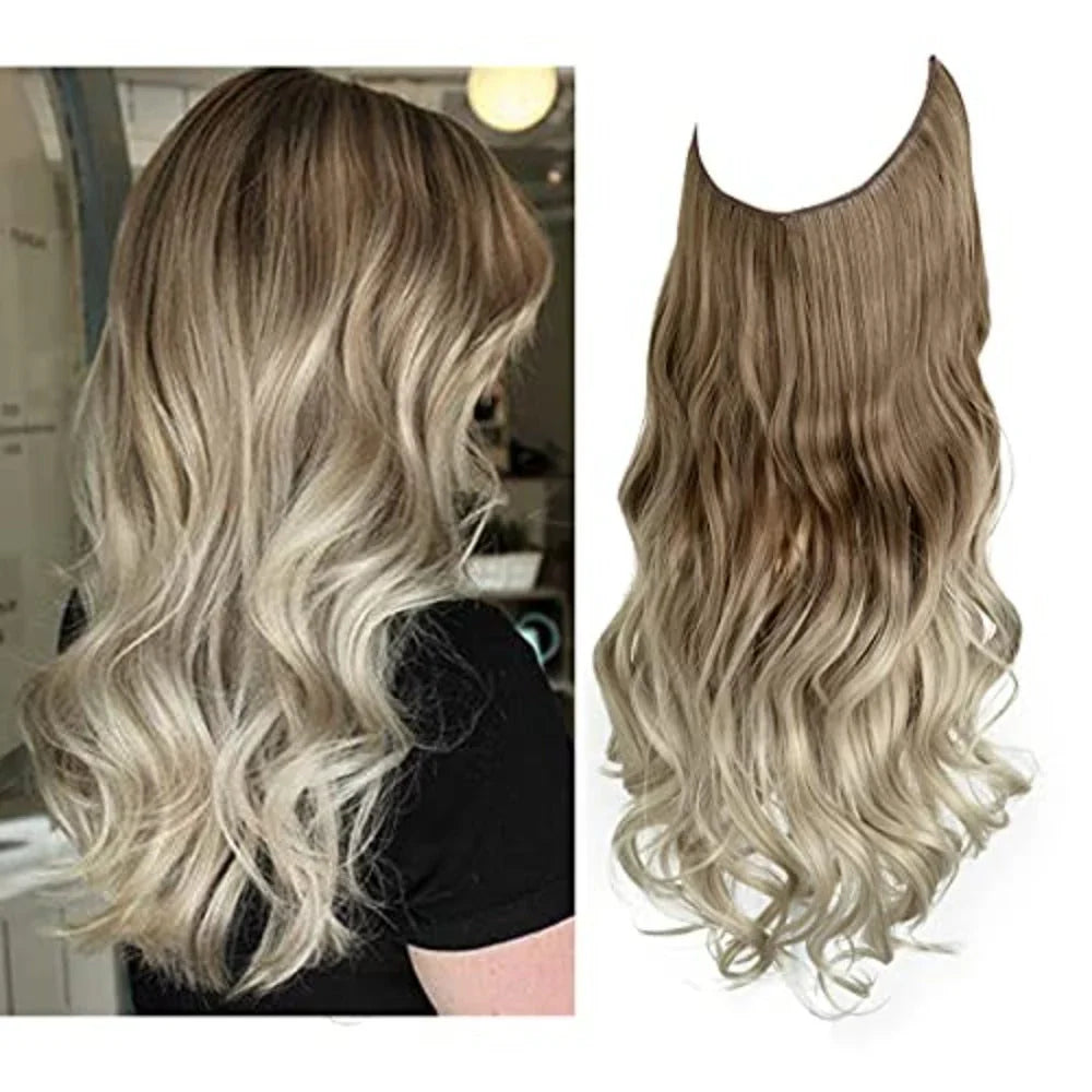 "Extensions capillaires invisibles, volumineuses, look naturel, fibres de haute qualité, accessoires pour femme."