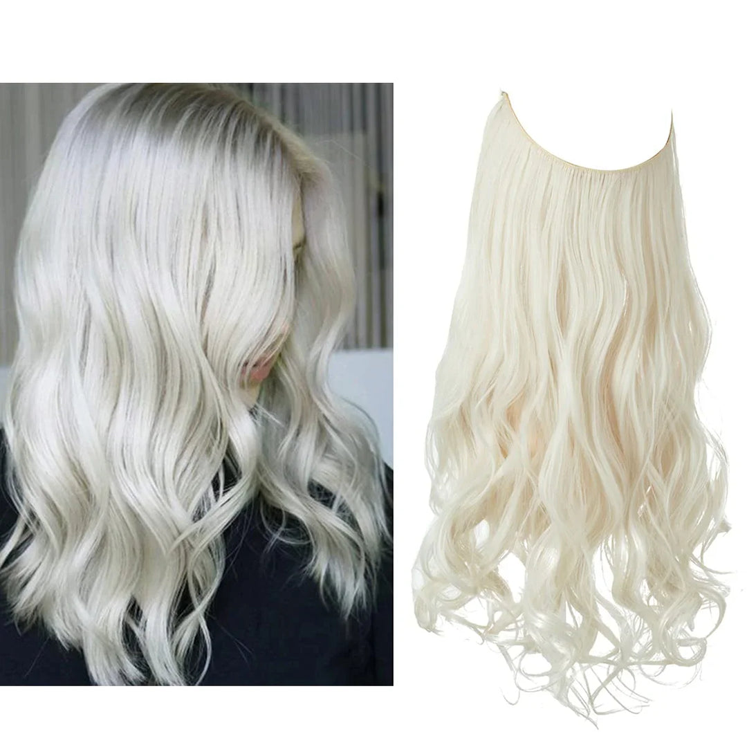 "Extensions capillaires invisibles, volumineuses, look naturel, fibres de haute qualité, accessoires pour femme."
