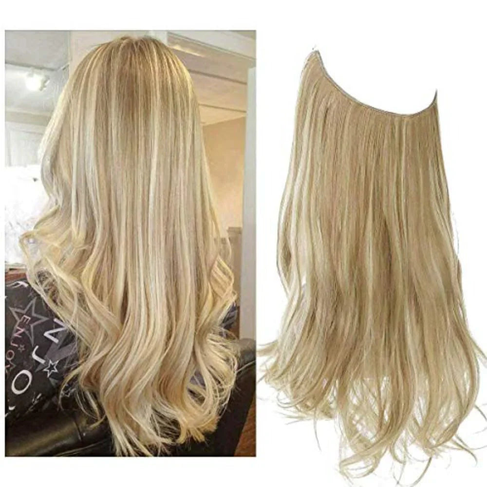 "Extensions capillaires invisibles, volumineuses, look naturel, fibres de haute qualité, accessoires pour femme."