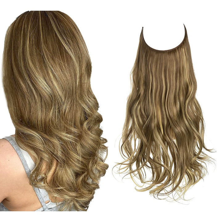 "Extensions capillaires invisibles, volumineuses, look naturel, fibres de haute qualité, accessoires pour femme."