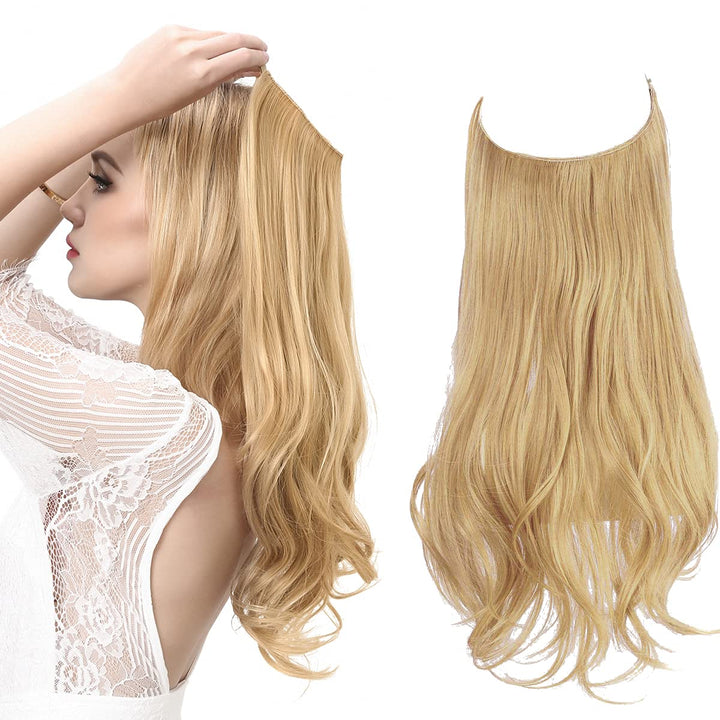 "Extensions capillaires invisibles, volumineuses, look naturel, fibres de haute qualité, accessoires pour femme."