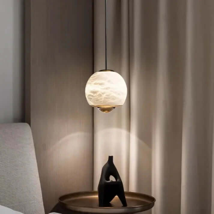 Nordycka Lampa Wisząca Kula z Marmuru i Alabastru