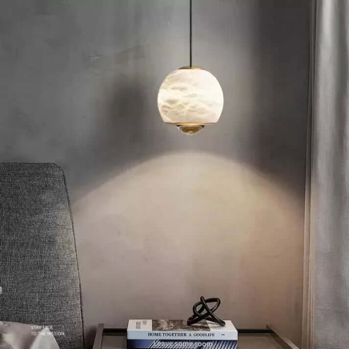 Nordycka Lampa Wisząca Kula z Marmuru i Alabastru